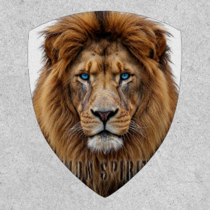 Majestic Lion Face with Blue Eyes   Wildlife Anima Patch
