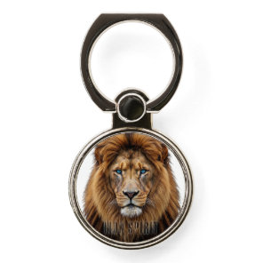 Majestic Lion Face with Blue Eyes | Wildlife Anima Phone Ring Stand