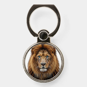 Majestic Lion Face with Blue Eyes   Wildlife Anima Phone Ring Stand