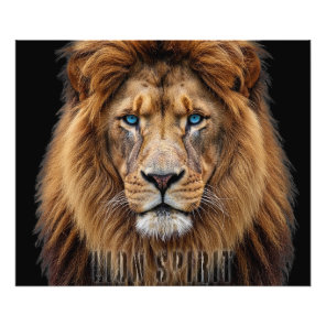 Majestic Lion Face with Blue Eyes | Wildlife Anima Photo Print