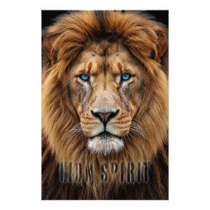 Majestic Lion Face with Blue Eyes | Wildlife Anima Photo Print