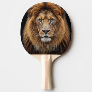 Majestic Lion Face with Blue Eyes Wildlife Anima Ping Pong Paddle