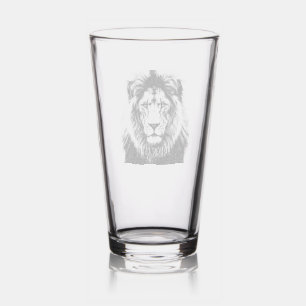 Majestic Lion Face with Blue Eyes   Wildlife Anima Pint Glass