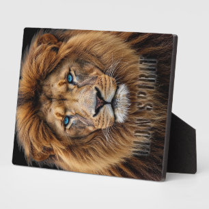 Majestic Lion Face with Blue Eyes Wildlife Anima Plaque