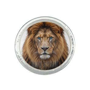 Majestic Lion Face with Blue Eyes | Wildlife Anima Ring
