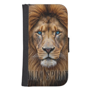 Majestic Lion Face with Blue Eyes Wildlife Anima Galaxy S4 Wallet Case