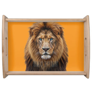 Majestic Lion Face with Blue Eyes | Wildlife Anima Serving Tray