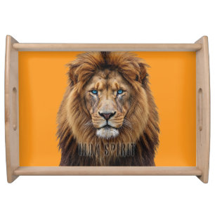 Majestic Lion Face with Blue Eyes Wildlife Anima Serving Tray