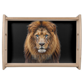 Majestic Lion Face with Blue Eyes | Wildlife Anima Serving Tray