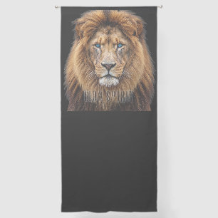 Majestic Lion Face with Blue Eyes Wildlife Anima Sheer Curtains