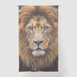 Majestic Lion Face with Blue Eyes | Wildlife Anima Sheer Curtains