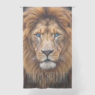 Majestic Lion Face with Blue Eyes Wildlife Anima Sheer Curtains