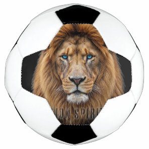 Majestic Lion Face with Blue Eyes | Wildlife Anima Soccer Ball