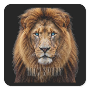 Majestic Lion Face with Blue Eyes | Wildlife Anima Square Sticker