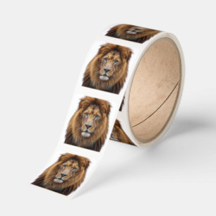 Majestic Lion Face with Blue Eyes   Wildlife Anima Square Sticker