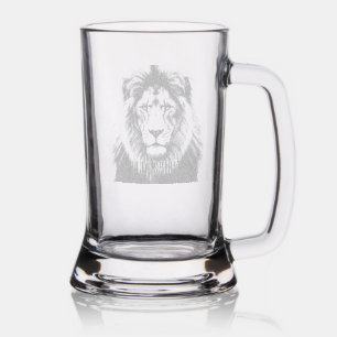 Majestic Lion Face with Blue Eyes Wildlife Anima Stein