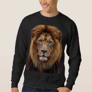 Majestic Lion Face with Blue Eyes Wildlife Anima Sweatshirt