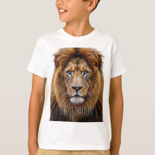Majestic Lion Face with Blue Eyes Wildlife Anima T-Shirt