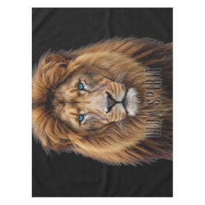 Majestic Lion Face with Blue Eyes | Wildlife Anima Tablecloth