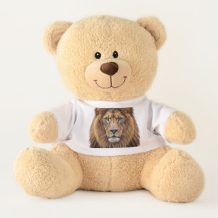 Majestic Lion Face with Blue Eyes Wildlife Anima Teddy Bear