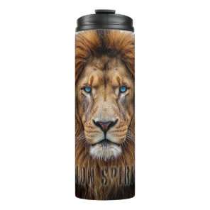 Majestic Lion Face with Blue Eyes | Wildlife Anima Thermal Tumbler
