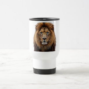 Majestic Lion Face with Blue Eyes Wildlife Anima Travel Mug