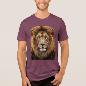 Majestic Lion Face with Blue Eyes | Wildlife Anima Tri-Blend Shirt