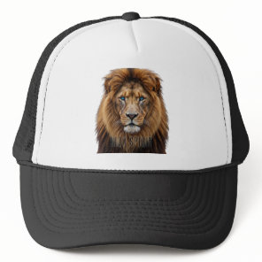 Majestic Lion Face with Blue Eyes | Wildlife Anima Trucker Hat