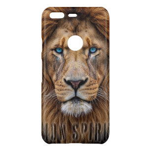 Majestic Lion Face with Blue Eyes   Wildlife Anima Uncommon Google Pixel Case