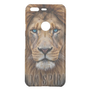 Majestic Lion Face with Blue Eyes   Wildlife Anima Uncommon Google Pixel Case