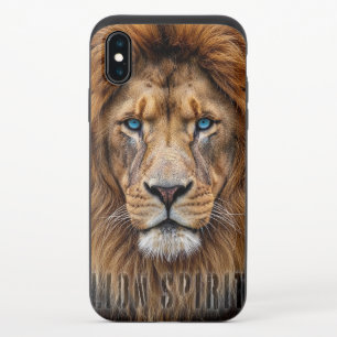 Majestic Lion Face with Blue Eyes Wildlife Anima iPhone X Slider Case