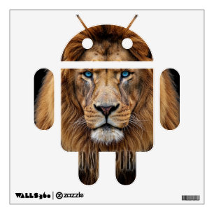 Majestic Lion Face with Blue Eyes Wildlife Anima Wall Decal