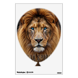 Majestic Lion Face with Blue Eyes Wildlife Anima Wall Decal