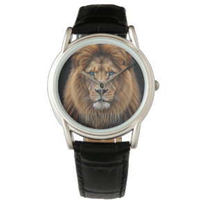 Majestic Lion Face with Blue Eyes | Wildlife Anima Watch