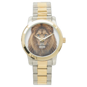 Majestic Lion Face with Blue Eyes | Wildlife Anima Watch
