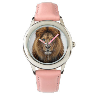 Majestic Lion Face with Blue Eyes   Wildlife Anima Watch