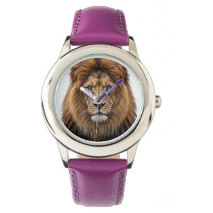 Majestic Lion Face with Blue Eyes Wildlife Anima Watch