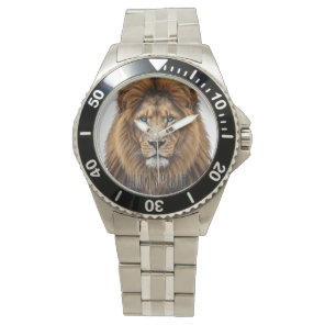 Majestic Lion Face with Blue Eyes | Wildlife Anima Watch