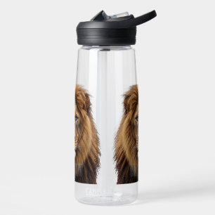 Majestic Lion Face with Blue Eyes Wildlife Anima Water Bottle