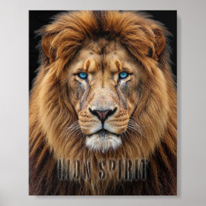 Majestic Lion Face with Blue Eyes | Wildlife Anima Wood Photo Tile