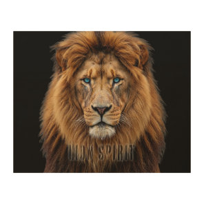 Majestic Lion Face with Blue Eyes | Wildlife Anima Wood Wall Art