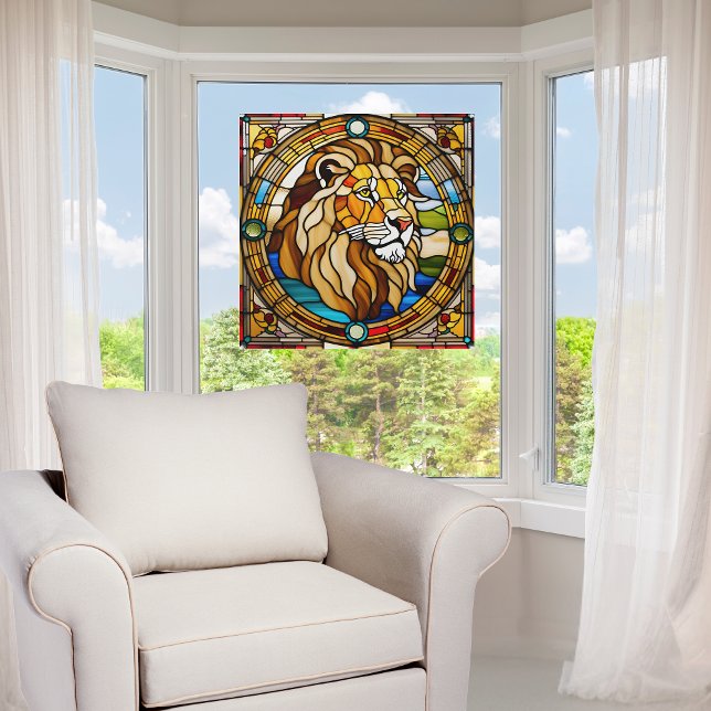 Majestic Lion Faux Stained Glass Window Cling (Creator Uploaded)
