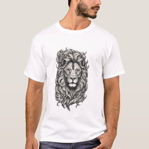 Majestic Lion Friendship Tattoo Design T_Shirt