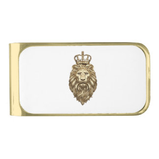Majestic Lion Gold Finish Money Clip