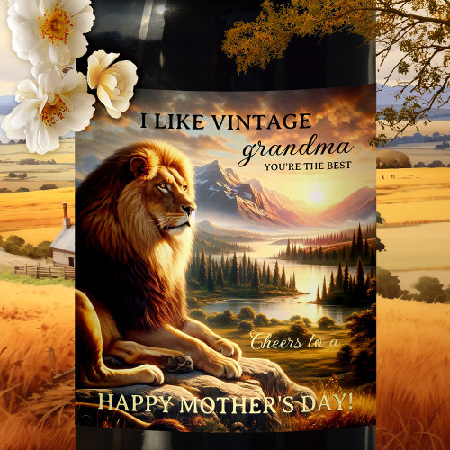 Majestic Lion Grandma Mothers Day Wine Label