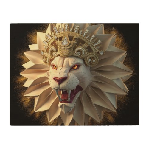 Majestic Lion Guardian of the Cosmos Wood Wall Art