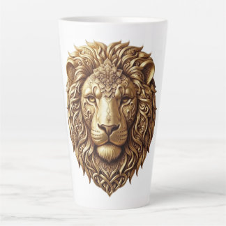 Majestic Lion Head Tribal Ornament Art Latte Mug