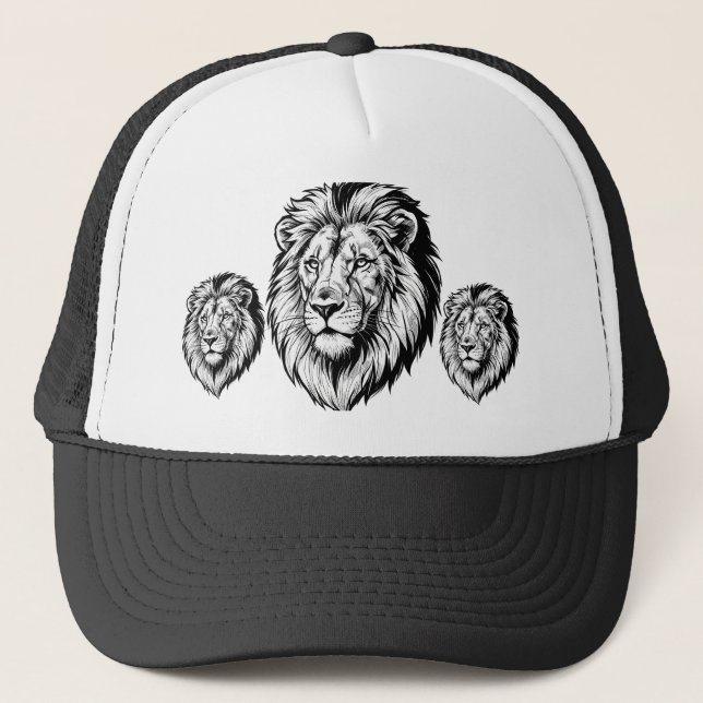 Majestic Lion Head Trucker Hat (Front)
