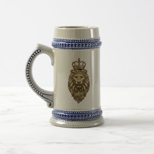 Majestic lion in a regal pose beer stein (Left)