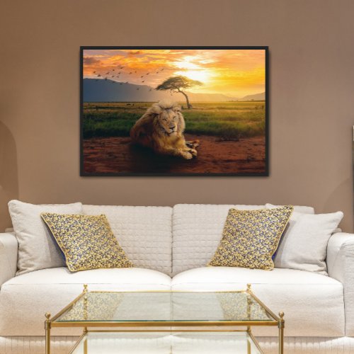 Majestic Lion in Africa at Sunset Poster